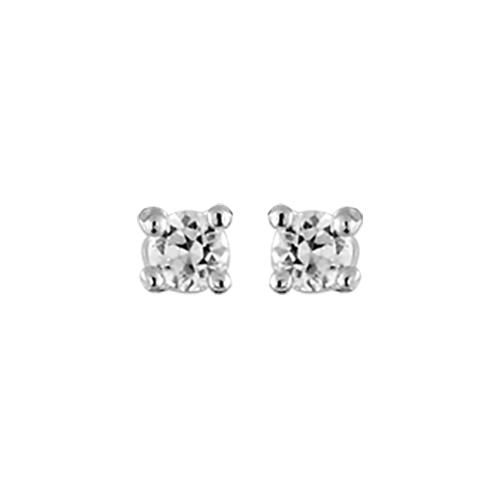 Boucles d'oreilles Argent 925 et Zirconium 4 Griffes Rond 2 mm
