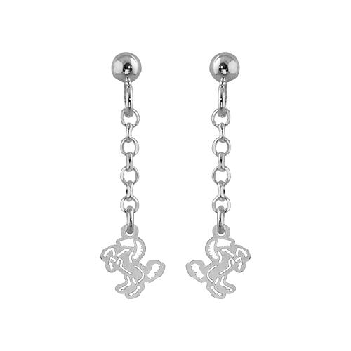 Boucles d'oreilles Argent 925 Chainette Jaseron Cheval