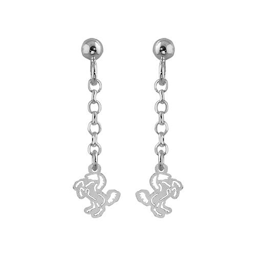 Boucles d'oreilles Argent 925 Chainette Jaseron Cheval