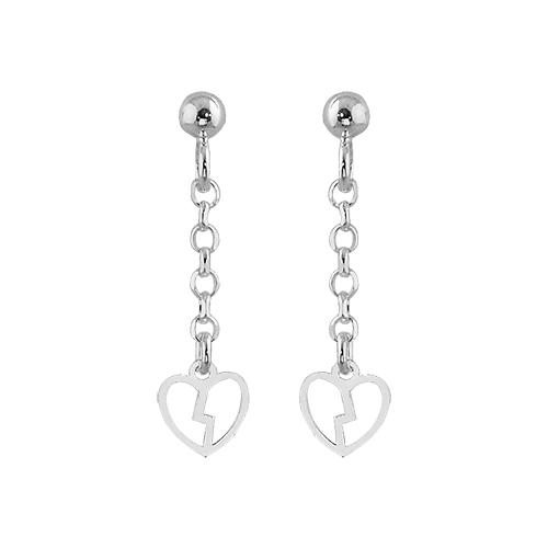 Boucles d'oreilles Argent 925 Chainette Jaseron Coeur