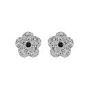 Boucles d'oreilles Argent 925 Enfant Fleur Strass Blanc
