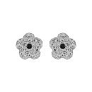 Boucles d'oreilles Argent 925 Enfant Fleur Strass Blanc