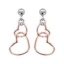 Boucles d'oreilles Argent 925 Double Coeurs Dorure Rose