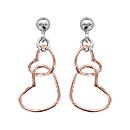 Boucles d'oreilles Argent 925 Double Coeurs Dorure Rose