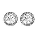 Boucles d'oreilles Argent 925 Arbre de Vie Entourage Zirconium Sertis 