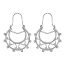 Boucles d'oreilles Argent 925 Créoles Ethnique Pampilles Boules