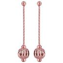 Boucles d'oreilles Argent 925 et Dorure Rose Longues Boule Diamanté Ciselée