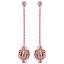 Boucles d'oreilles Argent 925 et Dorure Rose Longues Boule Diamanté Ciselée