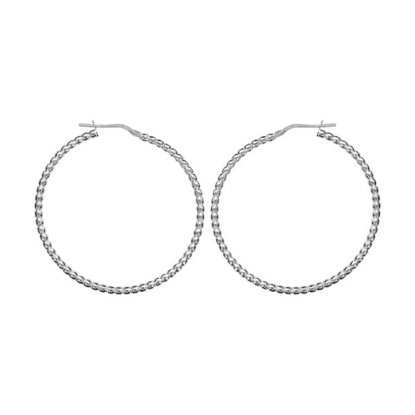 Boucles d'oreilles Argent 925 Créole Dentelée 40 mm