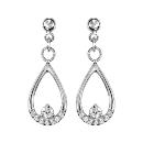 Boucles d'Oreilles Argent 925 Pendantes Gouttes et Zirconium Sertis
