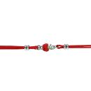 Bracelet Argent 925 Enfant Double Cordon Rouge Motif Pomme