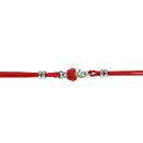 Bracelet Argent 925 Enfant Double Cordon Rouge Motif Pomme