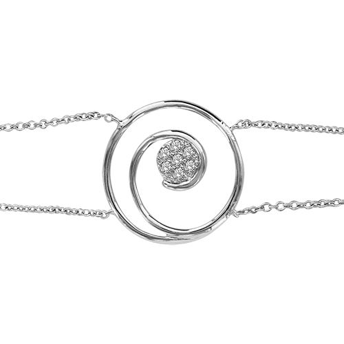 Bracelet Argent 925 et Zirconium Double Chaine Spirale 