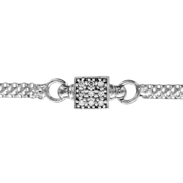 Bracelet Argent 925 Maille Milanaise Carré avec Zirconium