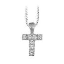 Collier + Pendentif Argent 925 et Zirconium Lettre T