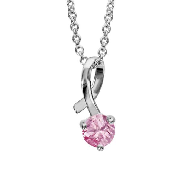 Collier Argent 925 Boucle et Zirconium Rose Serti