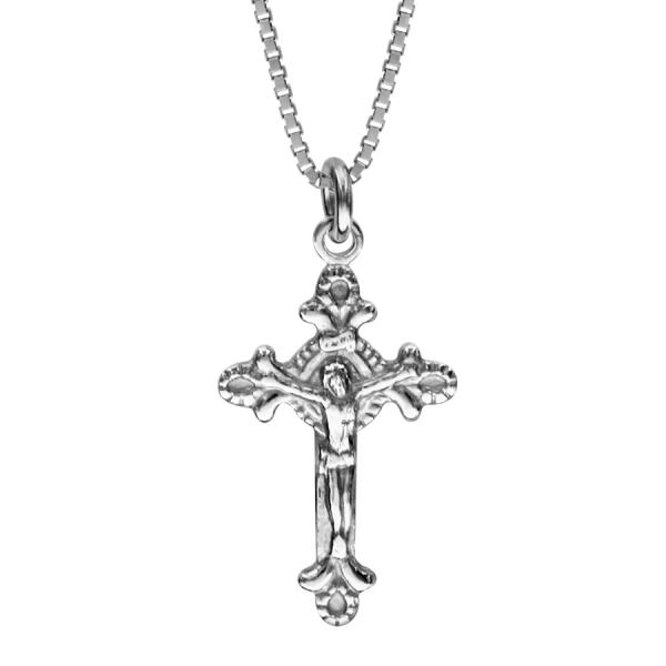 Collier Argent 925 + Pendentif Religieux Croix avec Christ