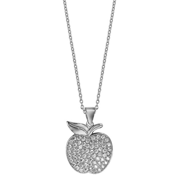 Collier Argent 925 Pendentif Pomme Zirconium Sertis Blancs