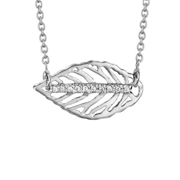 Collier Argent 925 Feuille avec Zirconium Sertis