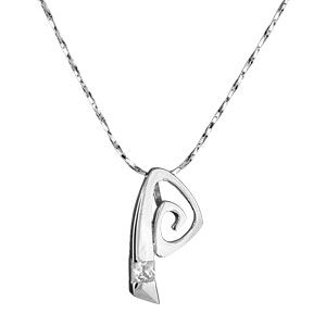 Collier Argent 925 et Zirconium Pendentif Spirale Moderne