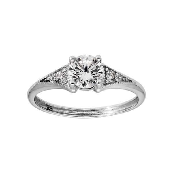 Bague Argent 925 Solitaire Zirconium Rond