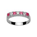 Bague Argent 925 Demi Rail avec Zirconium Bicolore Rouge