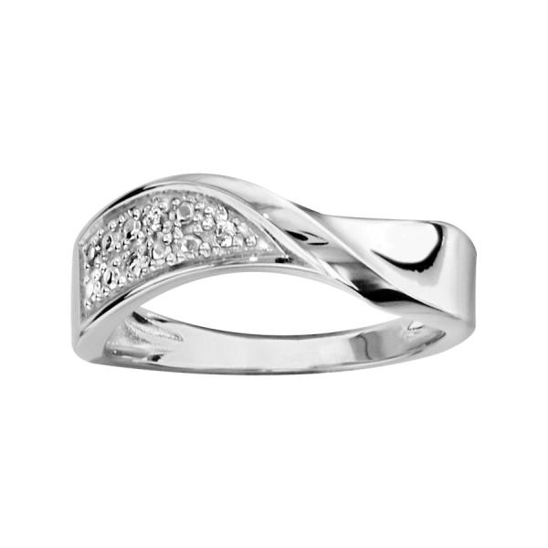 Bague Argent 925 et Zirconium Sertis Croisée