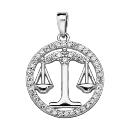 Pendentif Argent 925 Zodiaque Balance Zirconium 