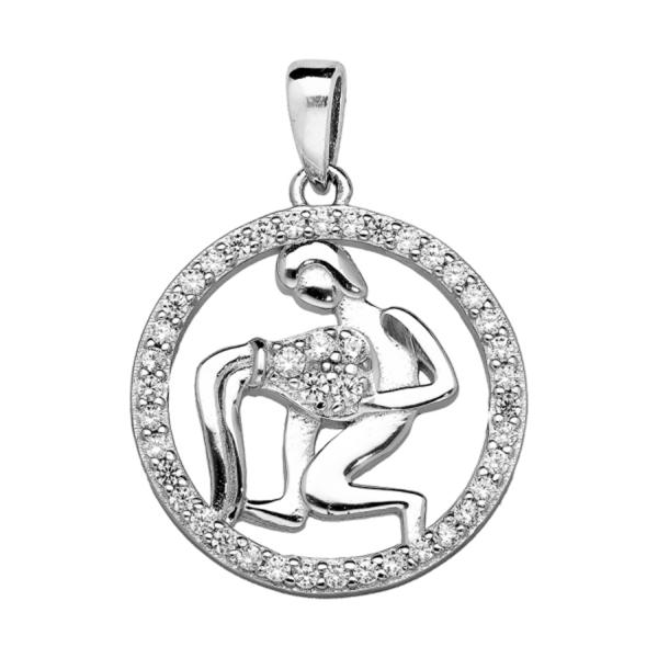 Pendentif Argent 925 Zodiaque Verseau Zirconium 