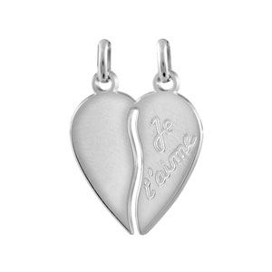 Pendentif Argent 925 Coeurs à Partager " Je t'Aime "