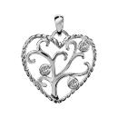 Pendentif Argent 925 Coeur Torsadé 3 Zirconium Sertis