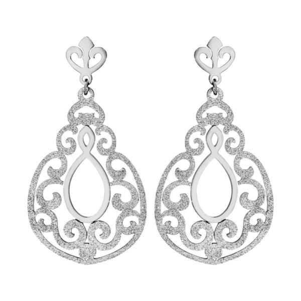 Boucles d'oreilles Acier 316 L Pendante Spirale Ajouré Partie Granité