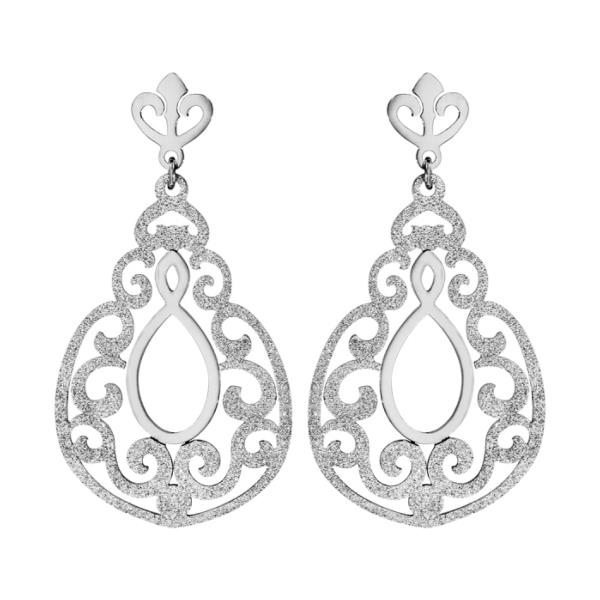 Boucles d'oreilles Acier 316 L Pendante Spirale Ajouré Partie Granité