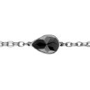 Bracelet Acier 316 L Double Chaîne Zirconium Goutte Noir