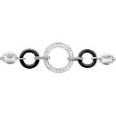 Bracelet Acier 316 L Rond Zirconium Grains de Café + Cercle Céramique Noire