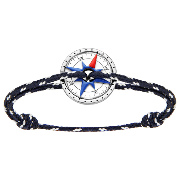 Bracelet Acier 316 L Cordon Coulissant Bleu Rose des Vents