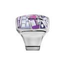 Bague Acier 316 L Rectangulaire Bombée Dégradé Rose Violet et Nacre Blanche