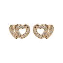 Boucles d'oreilles Plaqué Or et Zirconium Sertis Double Coeurs Ajourés