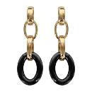 Boucles d'oreilles Plaqué Or Anneaux Ovale Céramique Noire