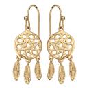 Boucles d'oreilles Plaqué Or Attrape Rêve 3 Plumes