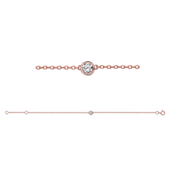 Bracelet Plaqué Or Rose 925 Zirconium Blanc Serti Clos