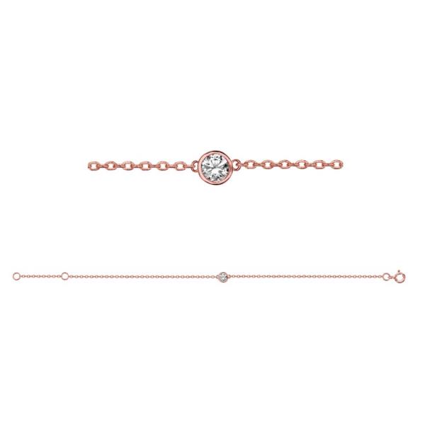 Bracelet Plaqué Or Rose 925 Zirconium Blanc Serti Clos