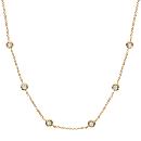 Collier Plaqué Or 6 Pierres Zirconium Blanches Serties Clos