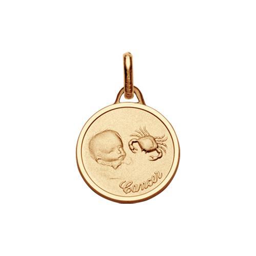Pendentif Plaqué Or Médaille Ronde Bébé Zodiaque Cancer