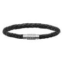 Bracelet Acier 316 L pour Charms Cuir Noir Fermoir Aimanté 21 cm