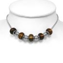 Collier Acier 316 L avec Perles Beads Marrons