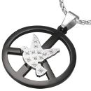 Pendentif Acier 316 L Bicolore Peace et Colombe Zirconium