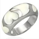 Bague Acier 316 L et Email Blanc Coeur