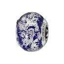 Charms Argent 925 Perle Murano Bleu Reflet Argent