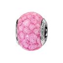 Charms Argent 925 Perle Murano Rose Tacheté Pailleté